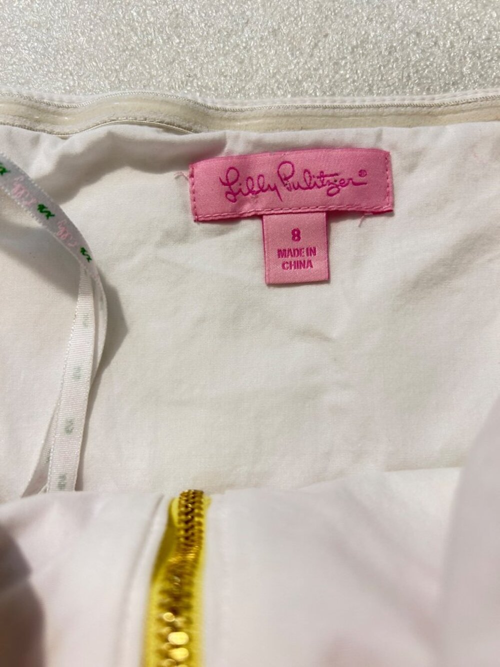 Lilly Pulitzer White Strapless Dress with Pink and Yellow Trim - Picture 8 of 8